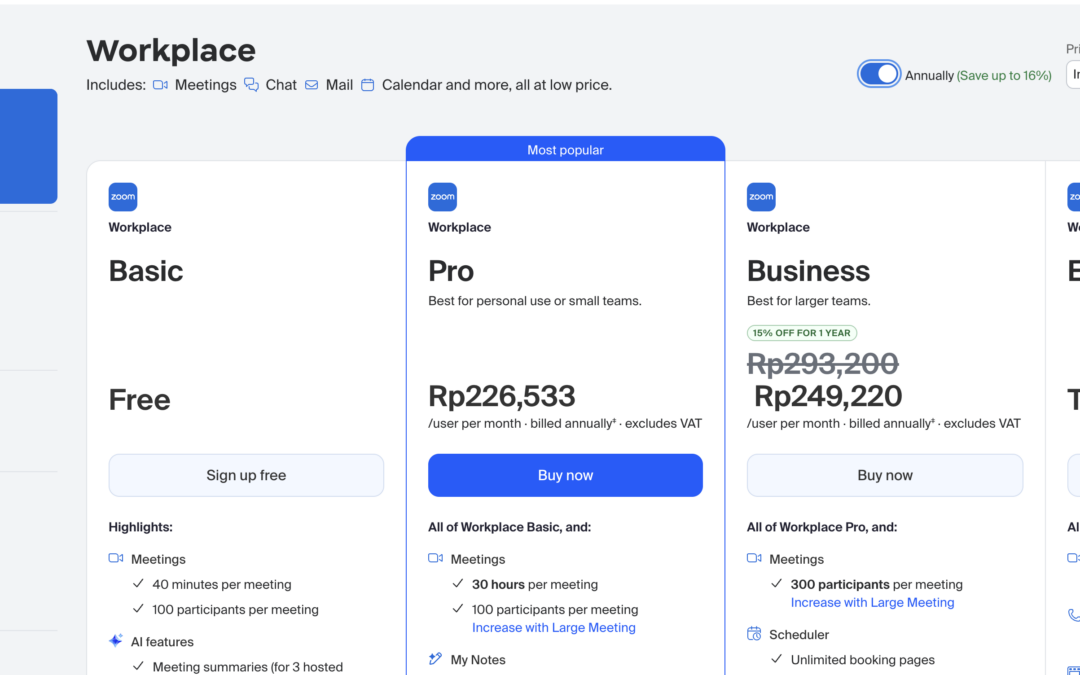Berapa Harga Zoom Premium Per Bulan dan Per Tahun ?