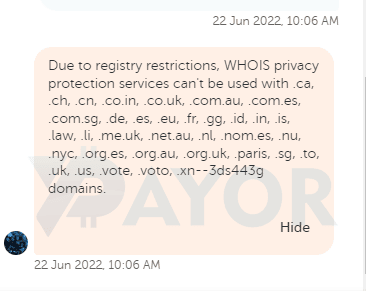 namecheap 12 doamin registry restriction