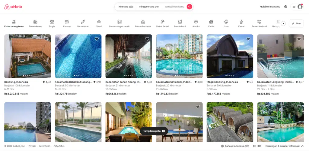 Apa itu Airbnb — halaman depan situs Airbnb Indonesia