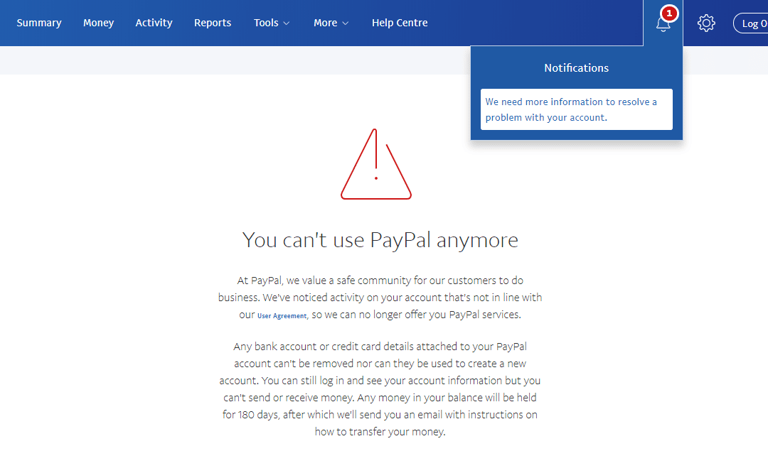 Memulihkan Akun Paypal Limit Permanen 180 Hari