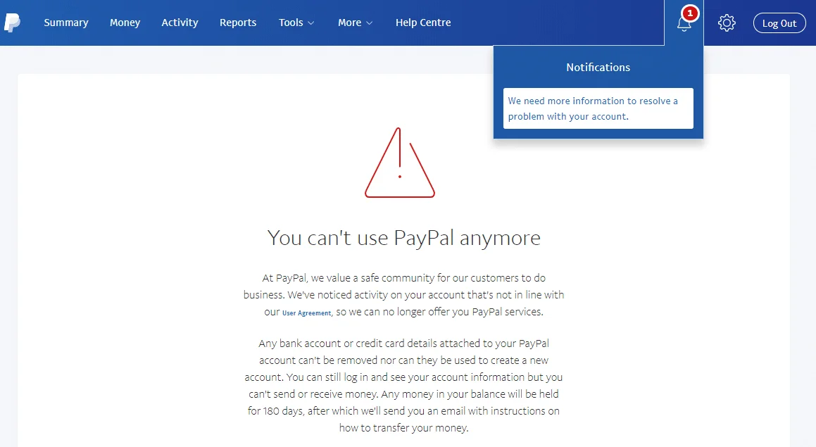 Memulihkan Akun Paypal Limit Permanen 180 Hari