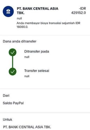 biaya pencairan saldo paypal ke bank di bawah 1.500.000
