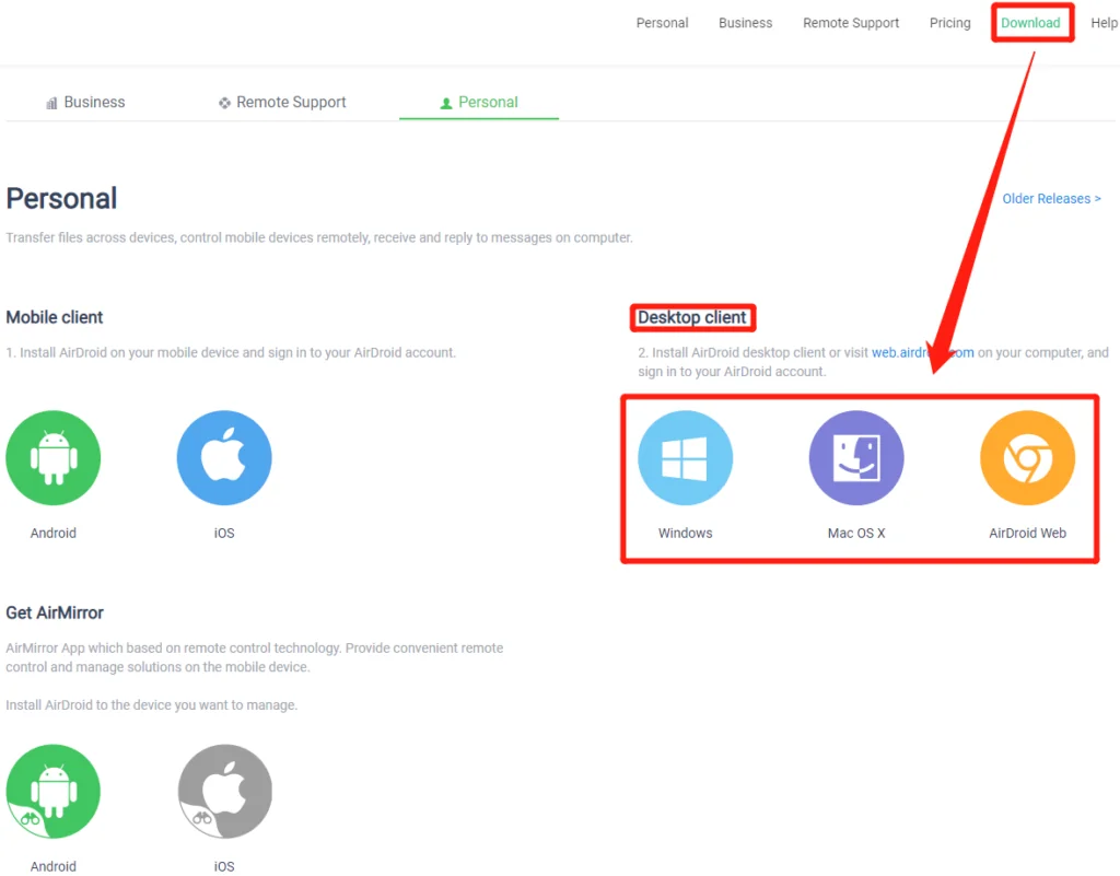 menggunakan airdroid
