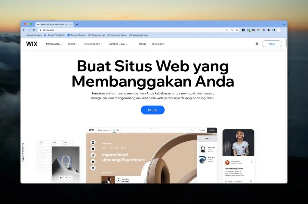 halaman depan wix