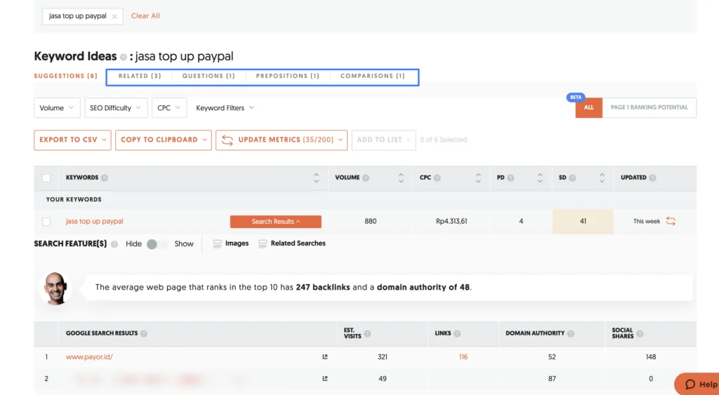 keyword research ubersuggest