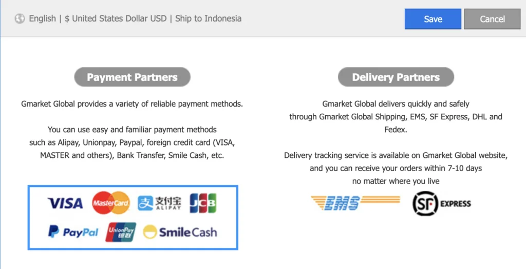 pembayaran gmarket korea