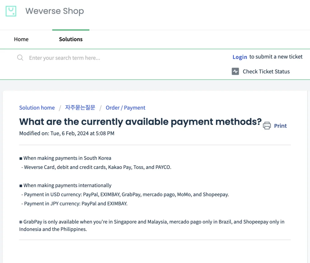 Metode pembayaran di Weserve Shop