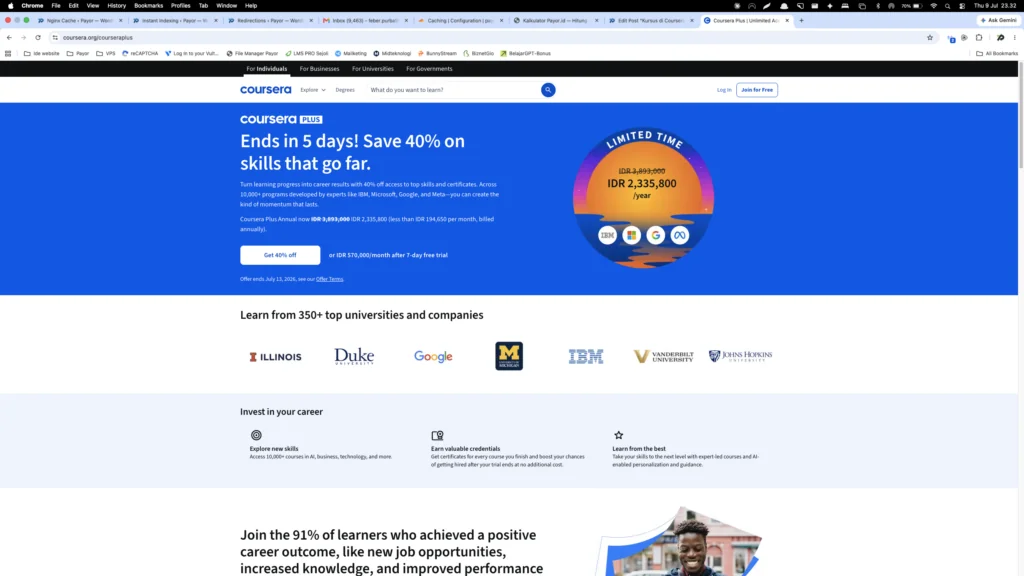 biaya Coursera Plus dalam Rupiah Juli 2026