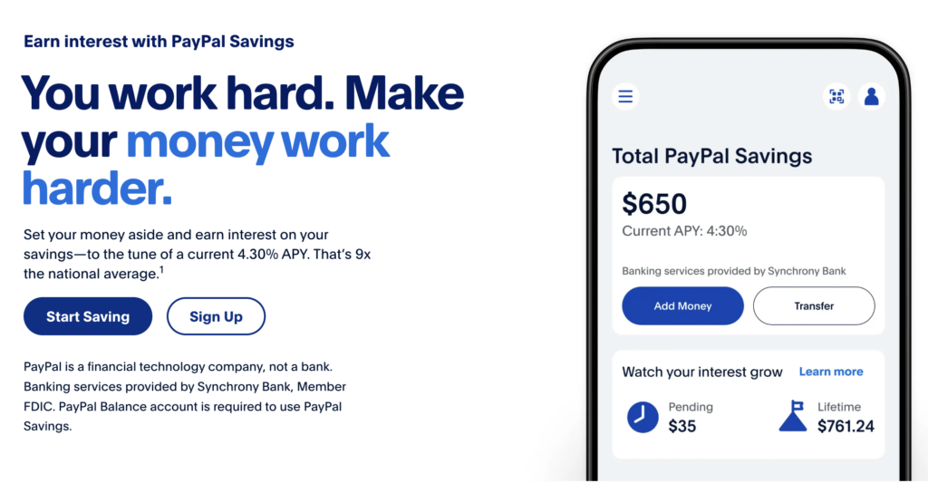 paypal saving