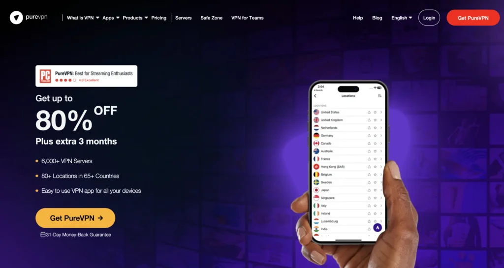 Halaman resmi PureVPN untuk berlangganan