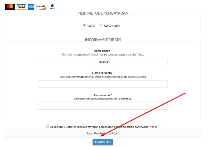 Isi Data dan Pilih Metode Pembayaran