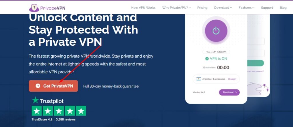 Klik Get Private VPN