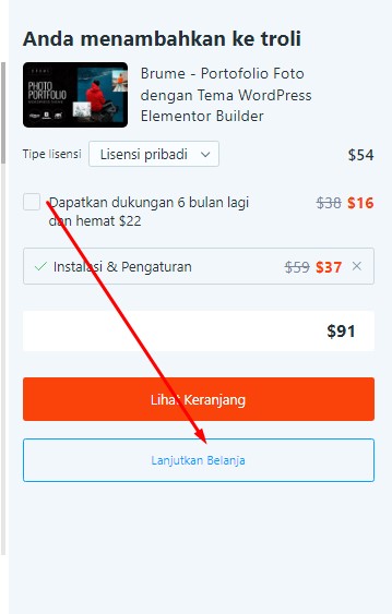 Selanjutnya klik lanjutkan belanja