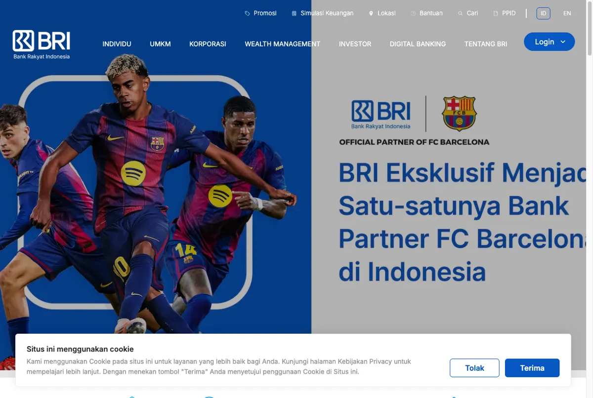 Situs resmi Bank BRI untuk transfer top up PayPal