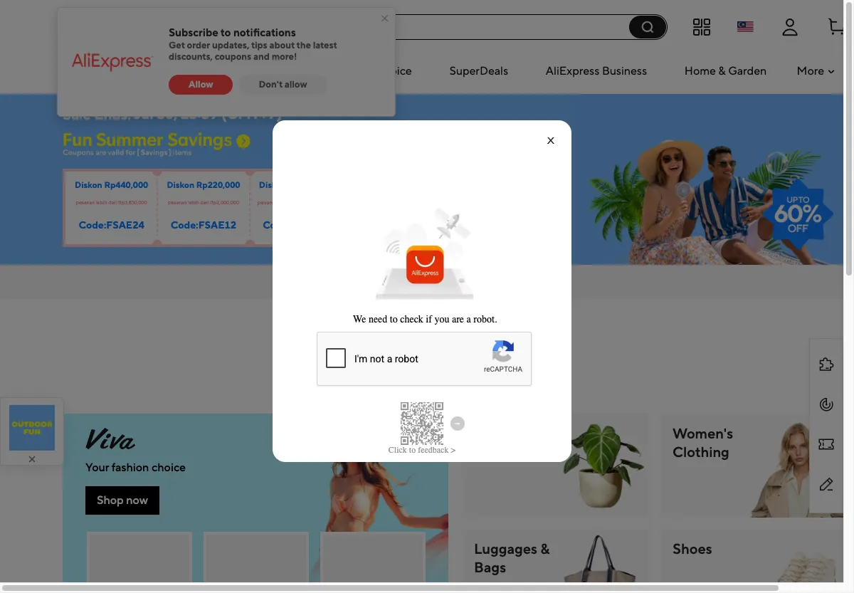 Halaman AliExpress Indonesia dengan harga dalam Rupiah