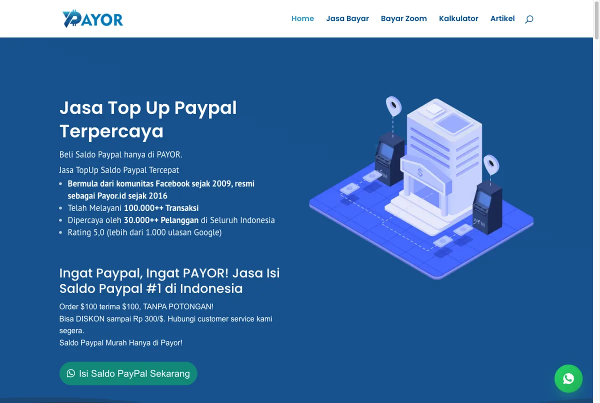 Halaman beli saldo PayPal terpercaya di Payor.id
