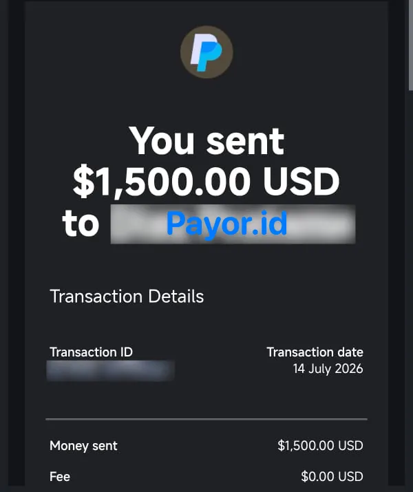 bukti top up paypal dari bca lewat payor