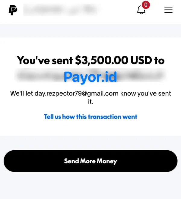 bukti top up paypal dari bca lewat payor 2
