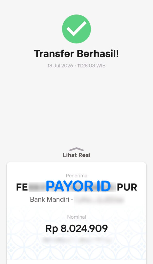 bukti top up paypal pakai mandiri lewat payor
