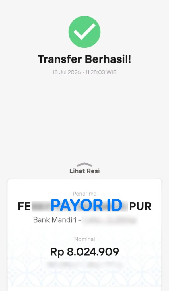 bukti top up paypal pakai mandiri lewat payor