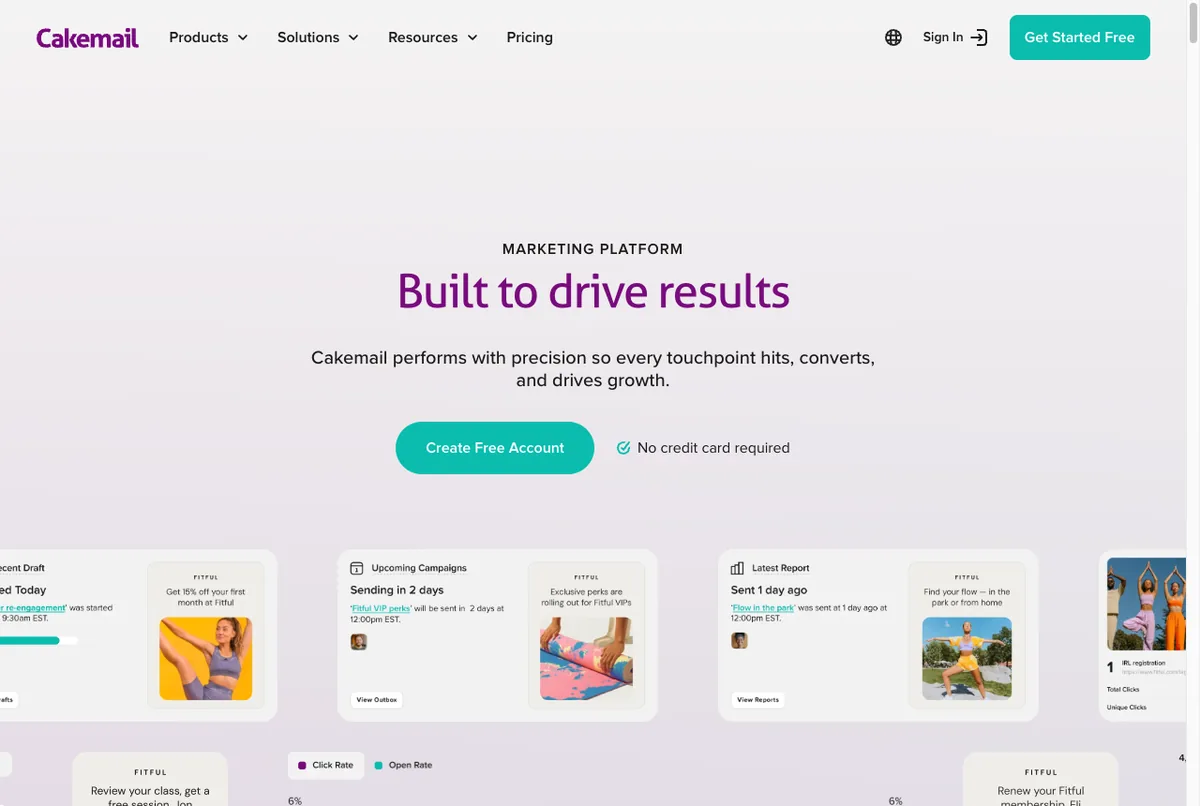 cakemail homepage platform email marketing