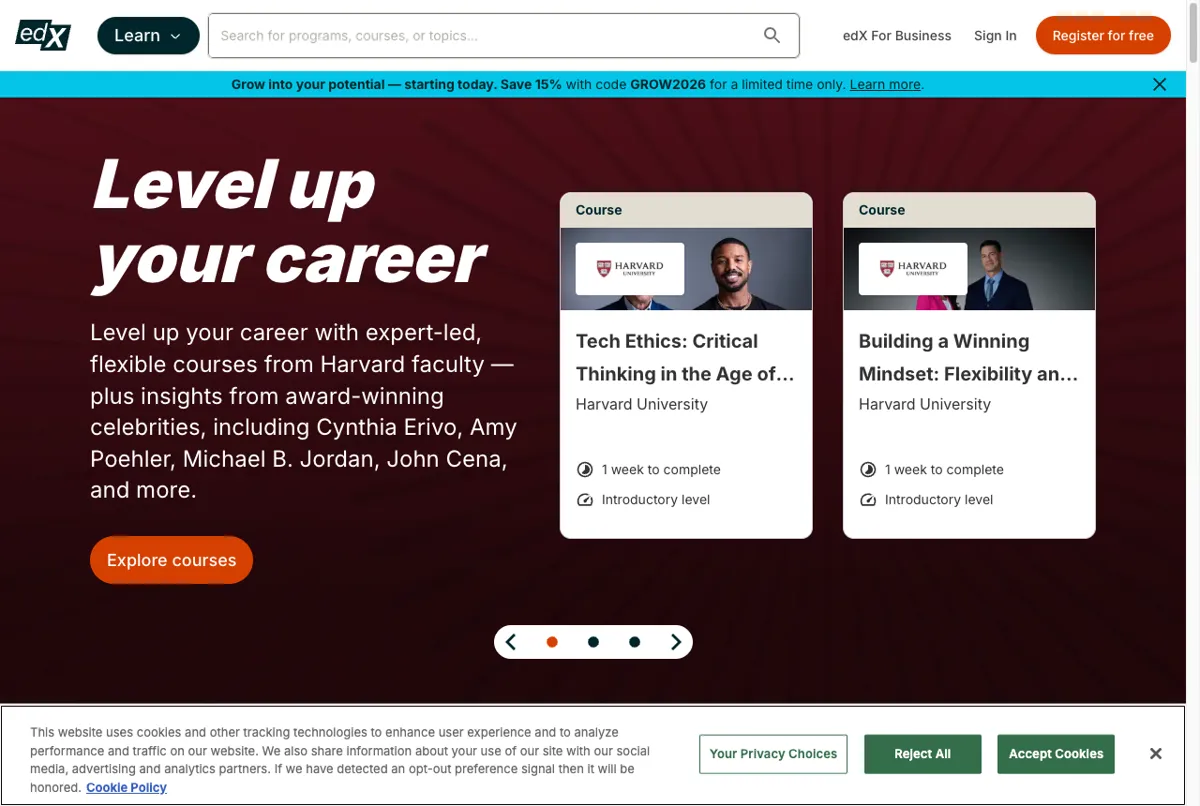 Situs resmi edX kursus online universitas ternama
