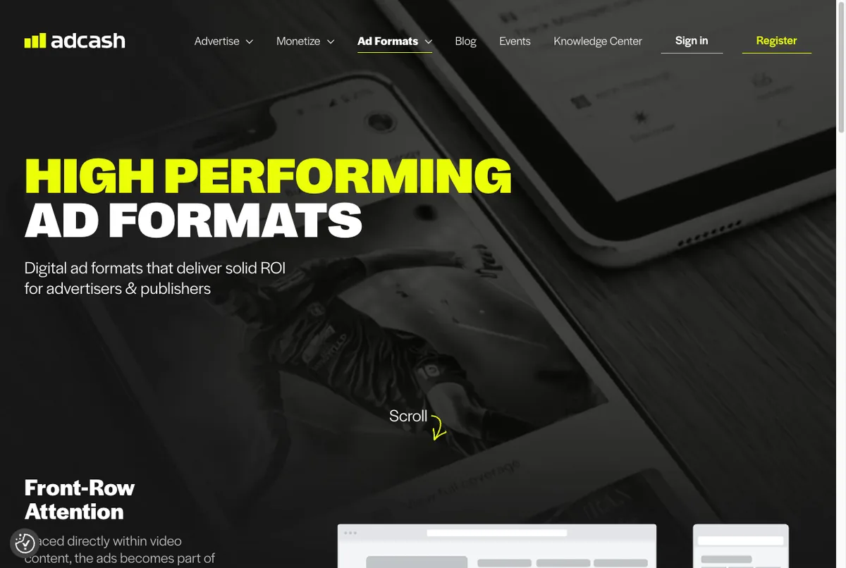 format iklan adcash pop-under in-page push video