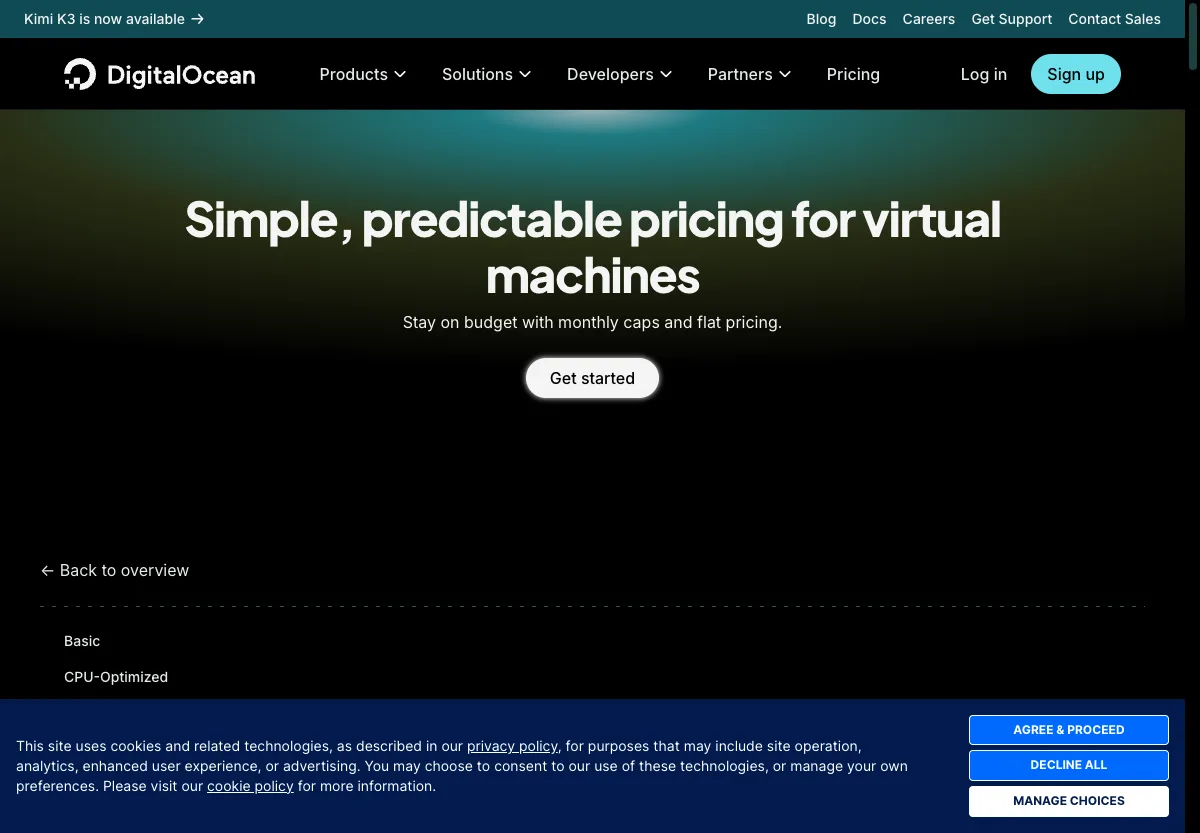 Tabel harga Droplet DigitalOcean mulai 4 dolar per bulan