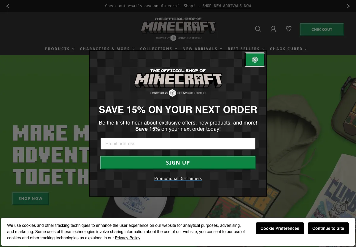 Etalase merchandise resmi Minecraft beserta harganya