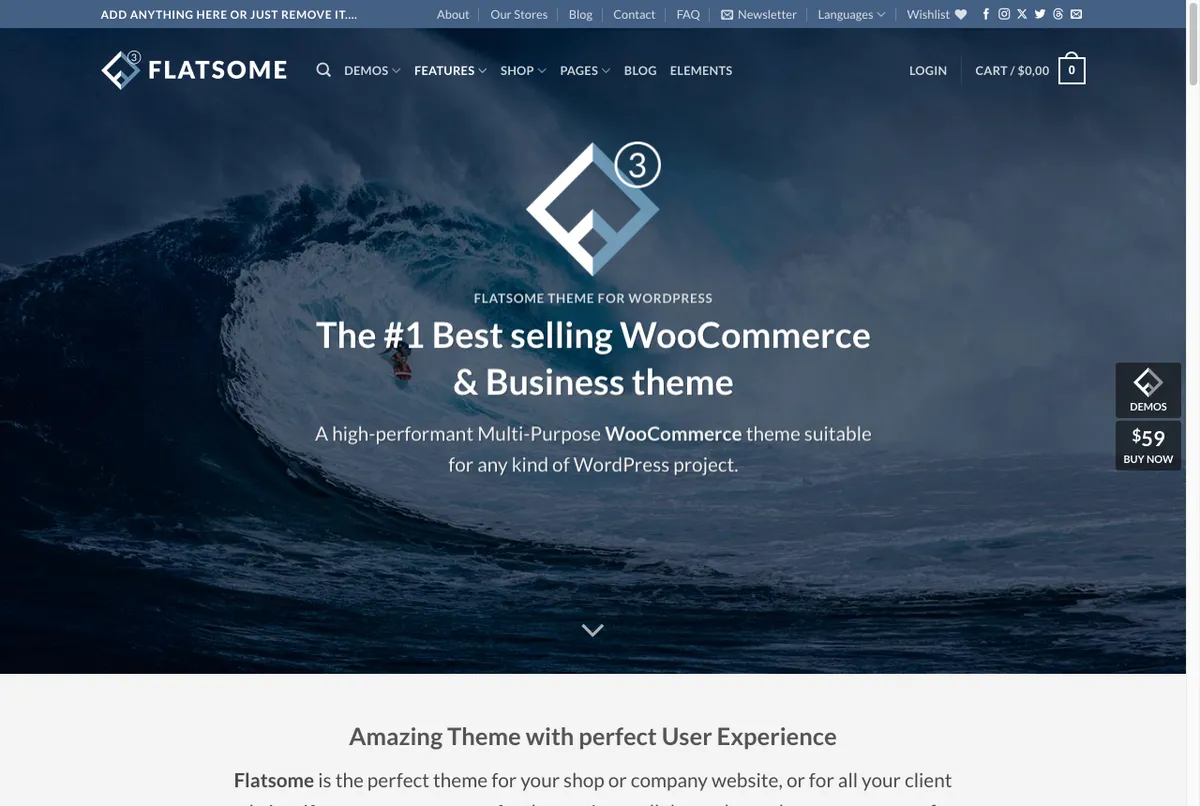 Harga lisensi tema Flatsome yang ditampilkan di situs resmi Flatsome