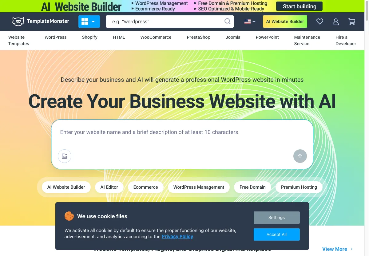 Etalase template website TemplateMonster beserta harganya