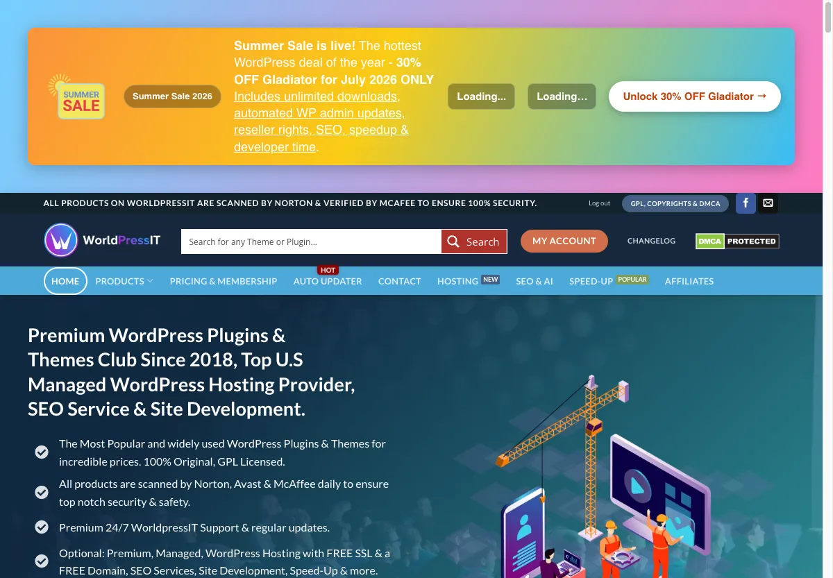 Katalog plugin dan tema WordPress di WorldPressIT beserta harganya