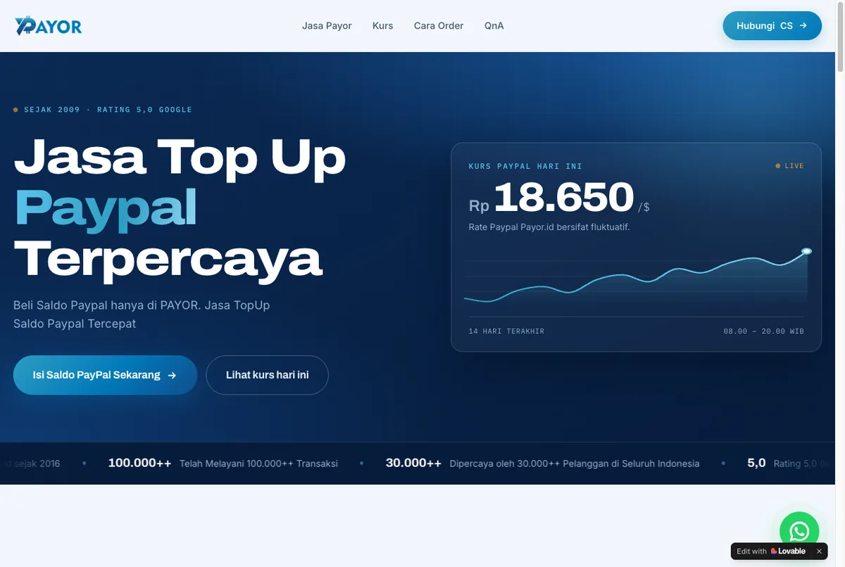 Hasil uji kami: homepage Payor.id dibangun ulang memakai Lovable AI lewat MCP dari Claude Code