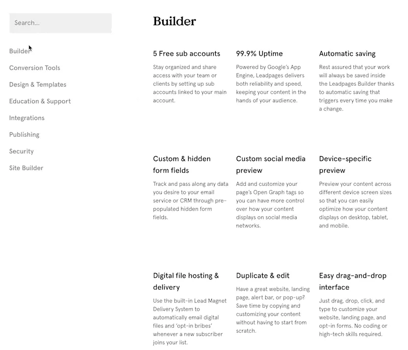 fitur dan manfaat leadpages