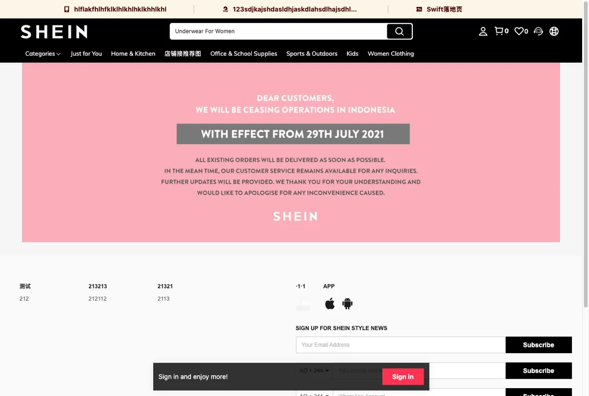 Halaman resmi SHEIN toko fashion online