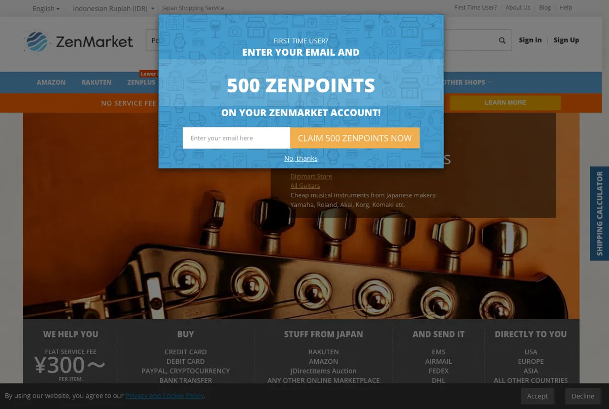 Halaman resmi ZenMarket jasa proxy belanja dari Jepang