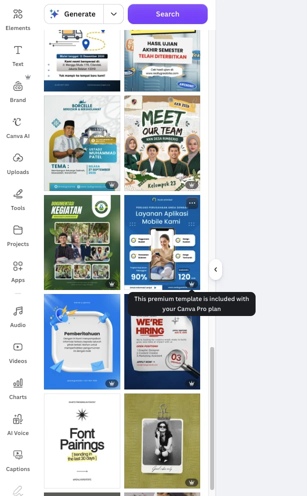 template premium terbuka setelah beli canva pro