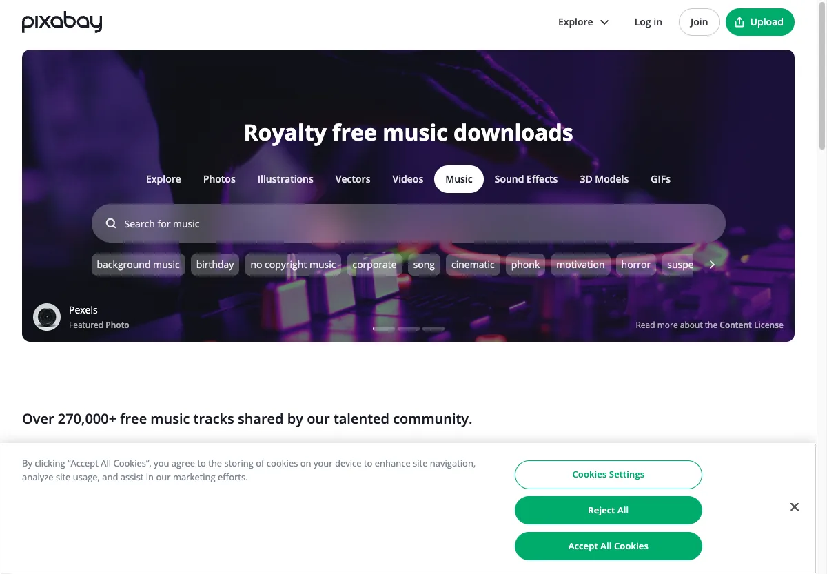 Pixabay Music sumber musik bebas royalti gratis dengan 270 ribu track