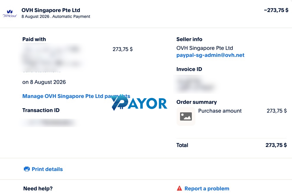resi pembayaran ovhcloud via paypal ke OVH Singapore Pte Ltd