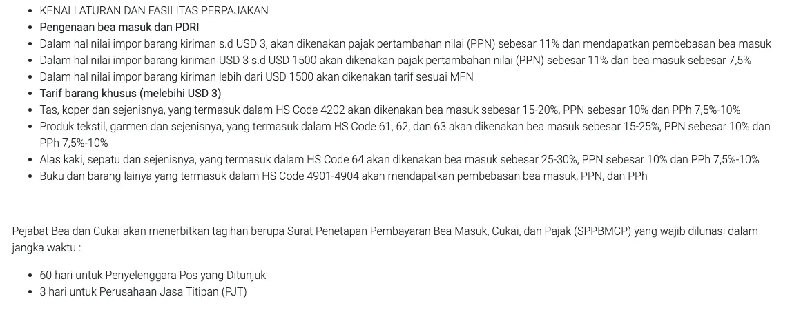 Pajak beli barang dari luar negeri — rincian tarif resmi barang kiriman di situs Bea Cukai