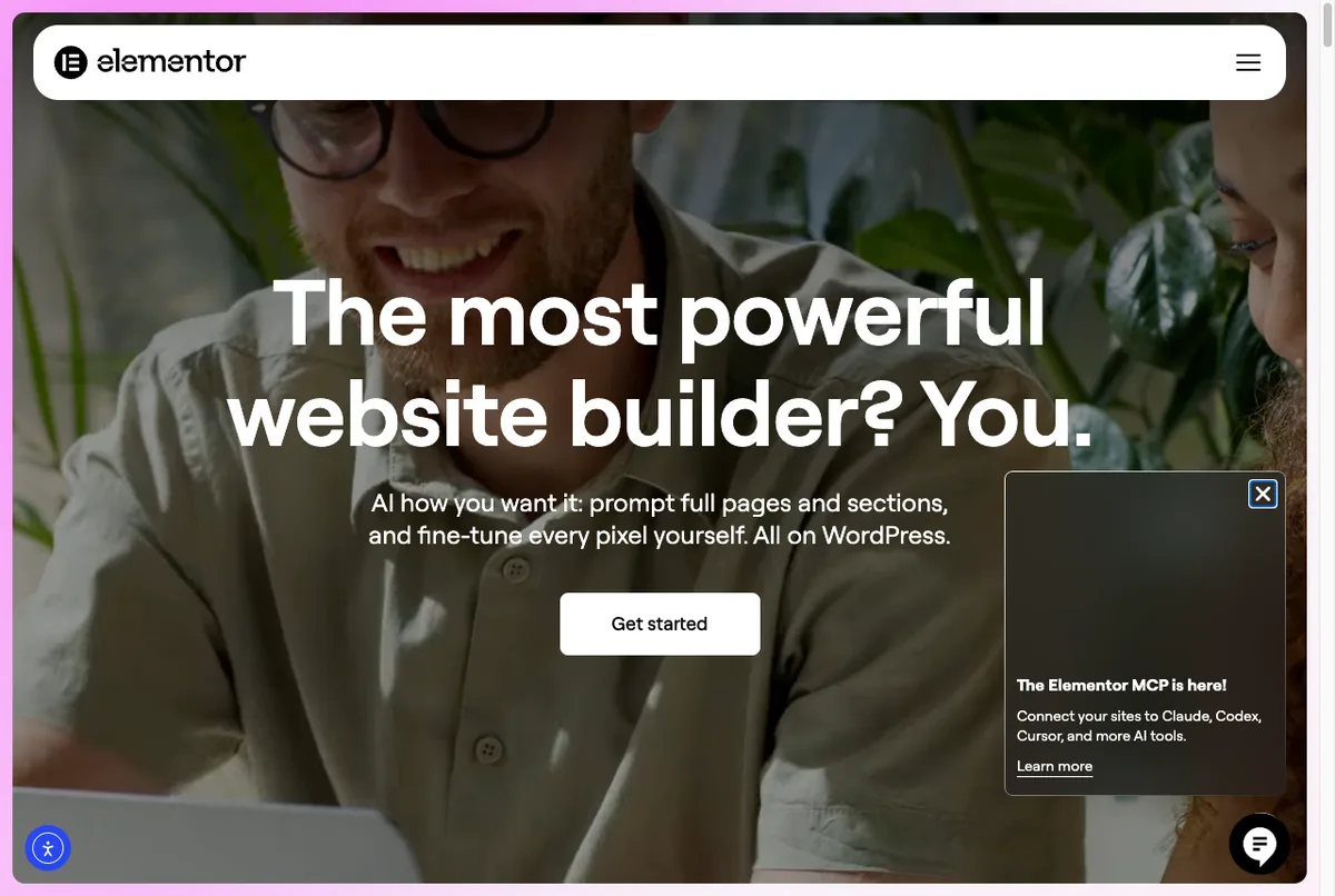 Halaman depan Elementor, website builder WordPress, titik awal cara beli Elementor Pro, diakses 28 September 2026