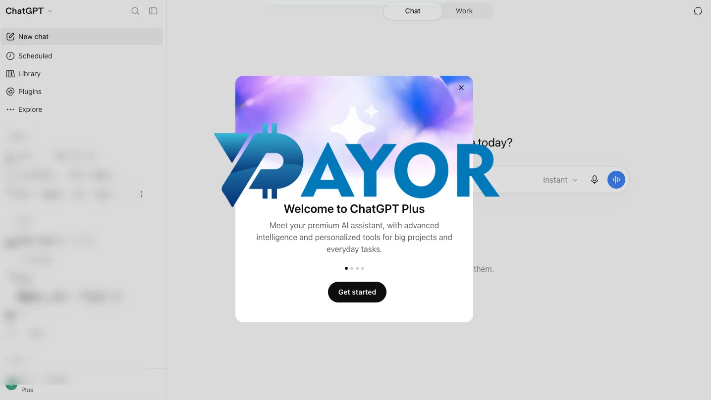 Layar Welcome to ChatGPT Plus setelah langganan ChatGPT Plus aktif